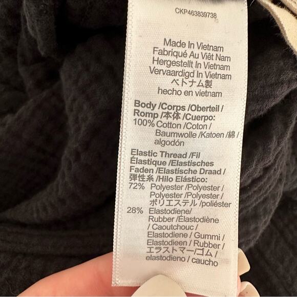 Madewell Black Cropped Long Sleeve Blouse Size XXS Balloon Sleeve Elastic Waist - Picture 12 of 12